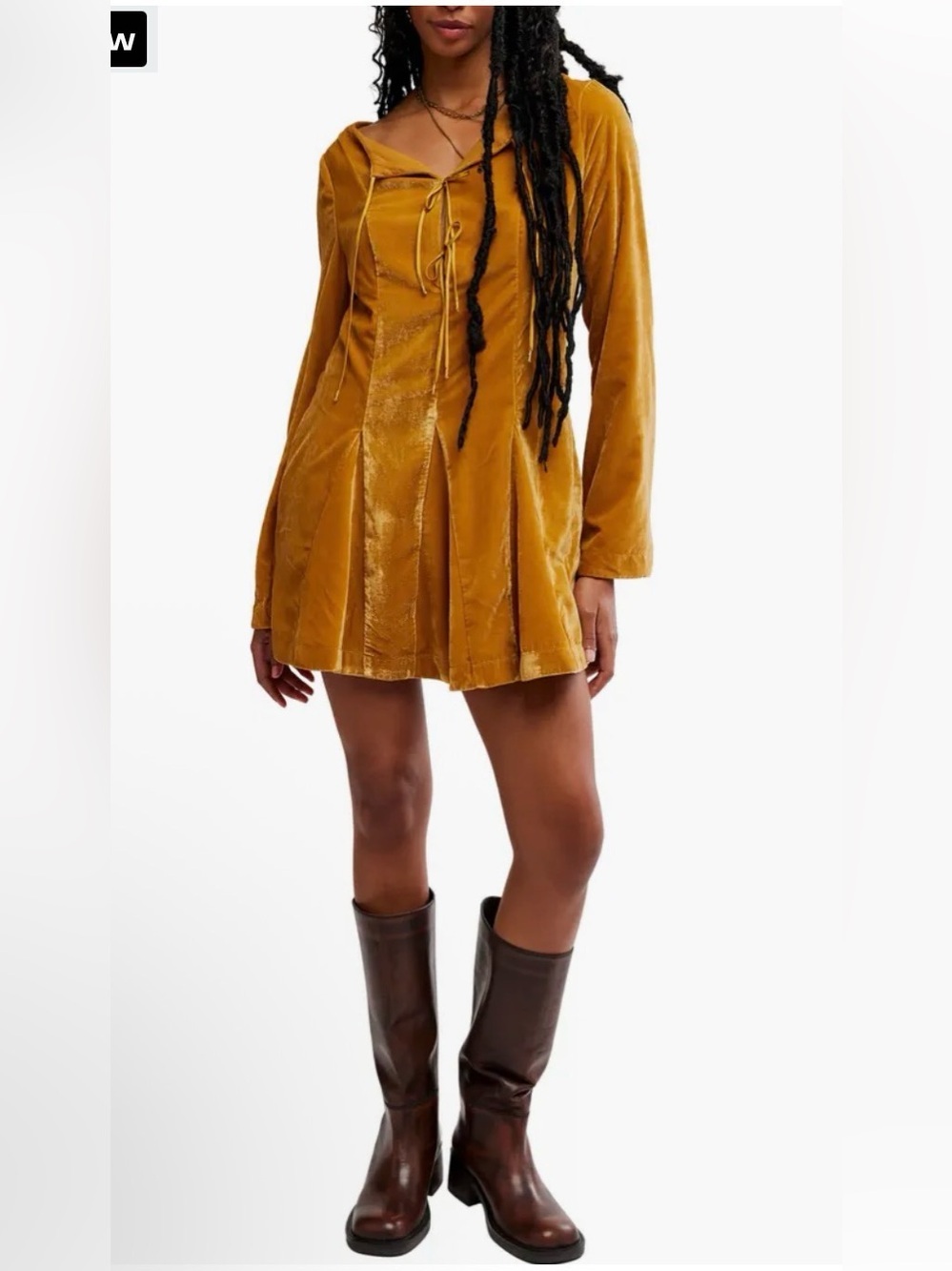 NWT Free People Velvet Long-Sleeve Mini Dress